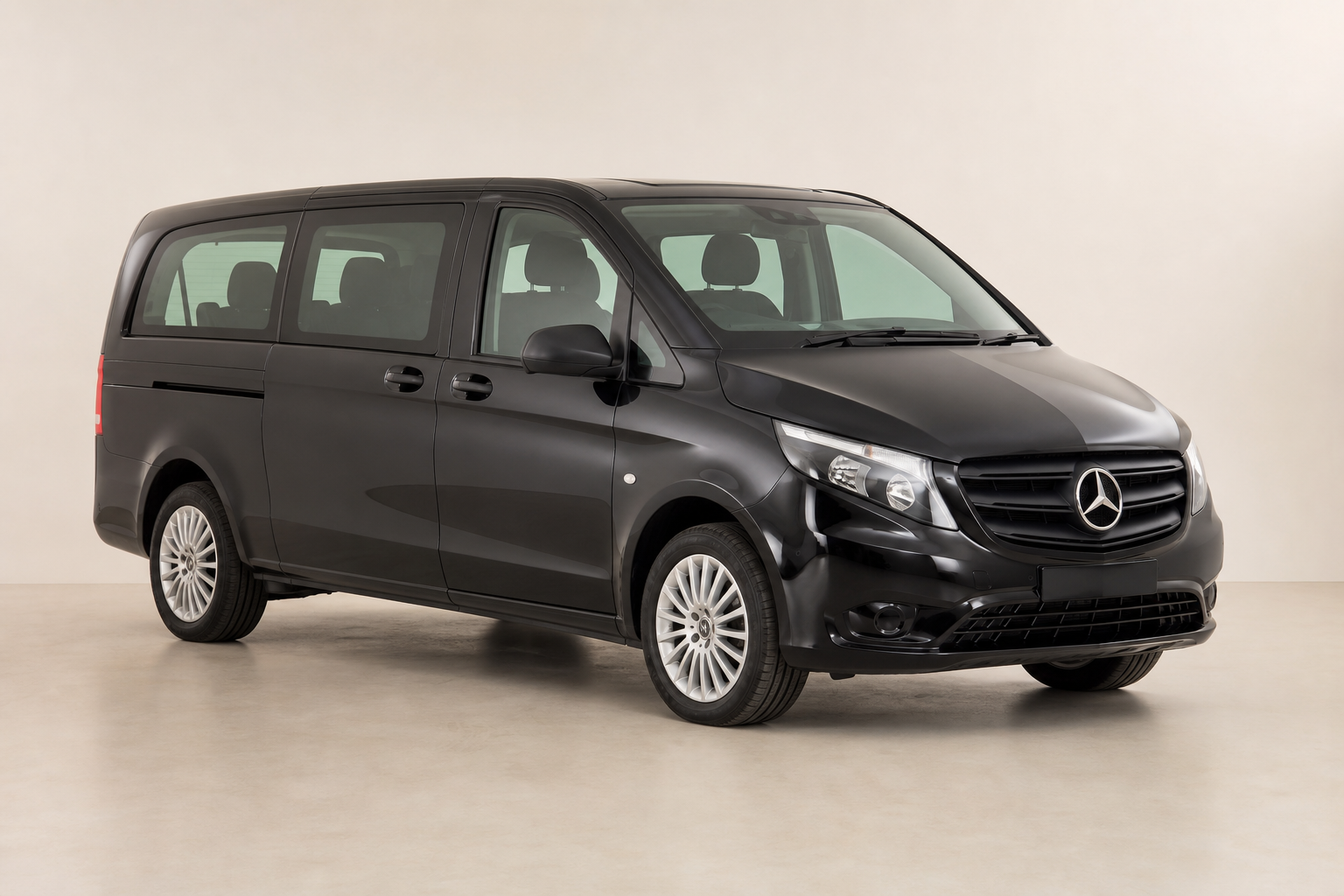 Black Mercedes-Benz Vito passenger van